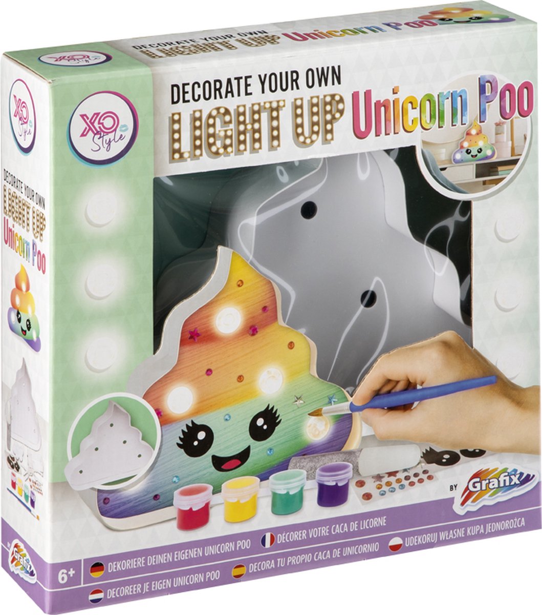 Decoreer Je Eigen Regenboog Unicorn Poep Met Licht | Hobbypakket voor kinderen | Grafix